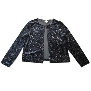 Vtg 90s Velvet‎ Cardigan 16 Black Metallic Shimmer Glam Whimsigoth Witchy Fairy